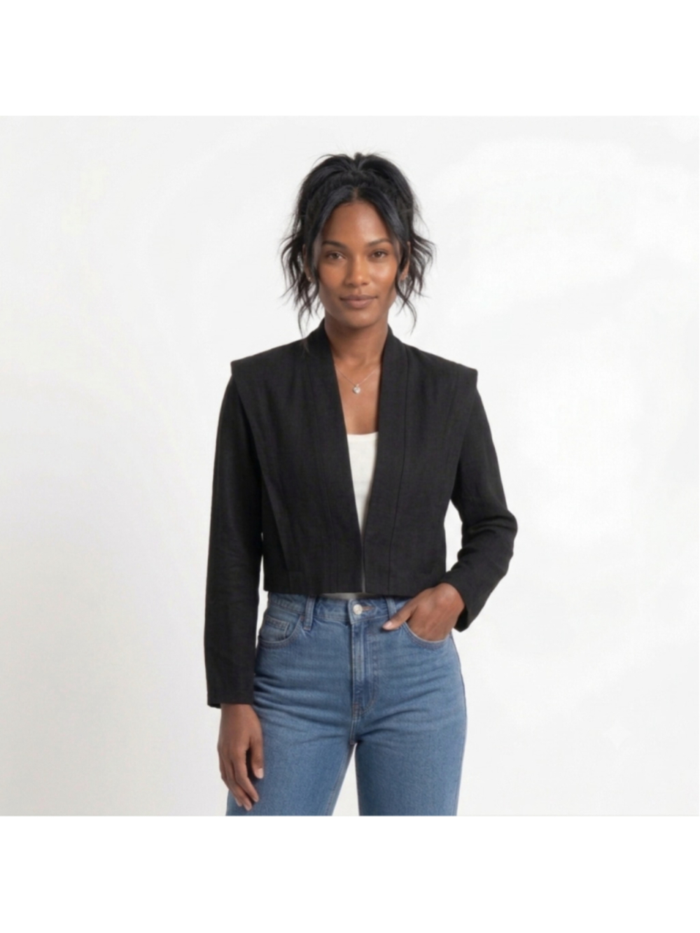 Women's ViX Paula Hermanny Black Cropped Blazer Jacket Size M